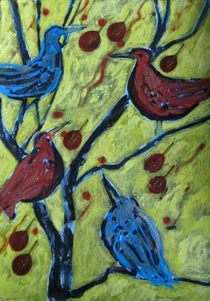 Four Birds on Green