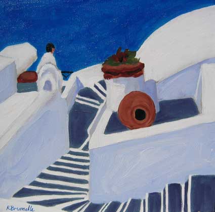 Greek Village, Steps Down 