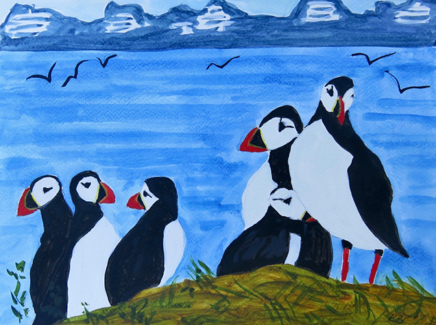 Six Puffins  by Karen Brumelle